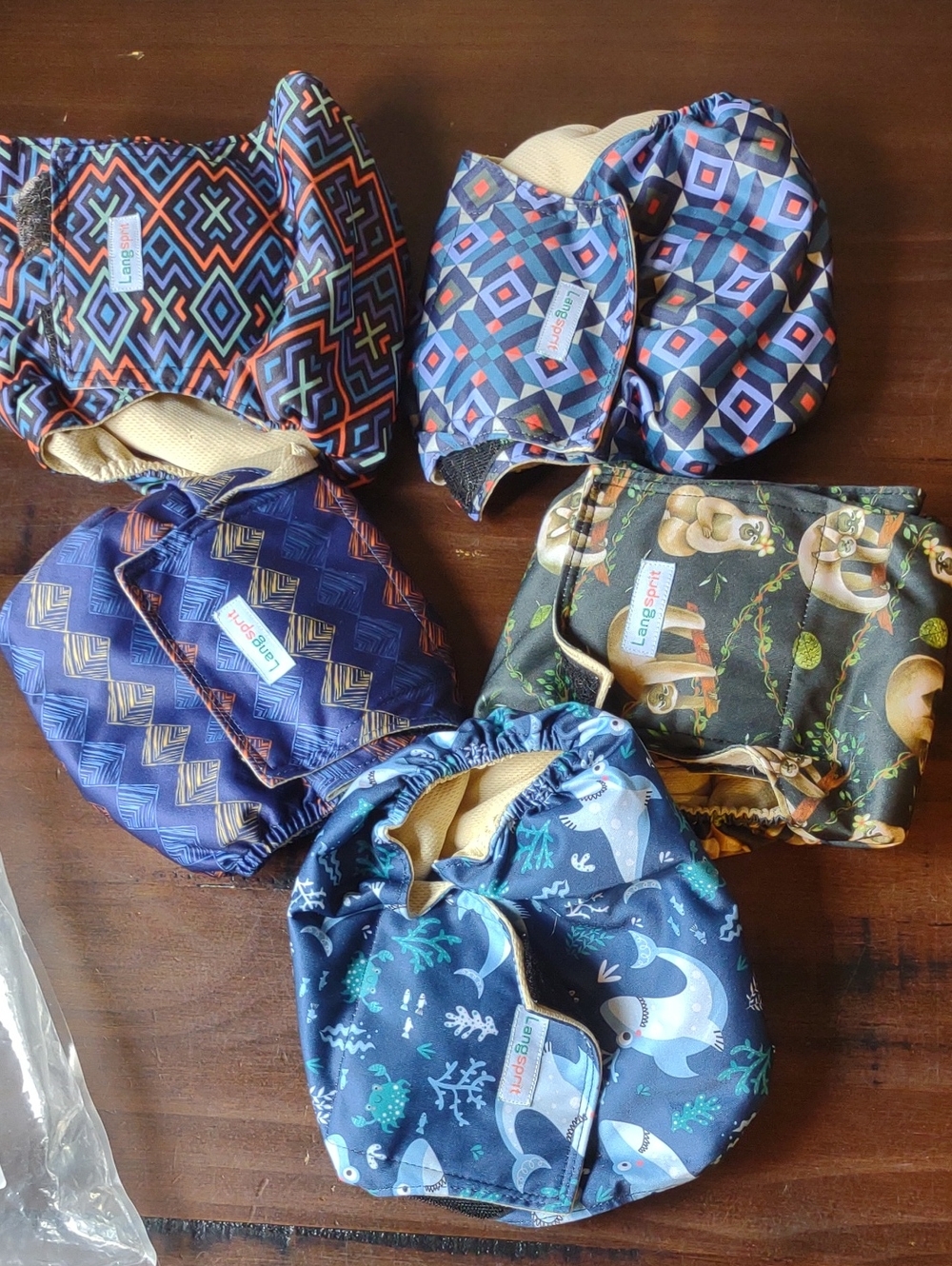 Waterproof Navy Blue Patterned Doggy Diaper Covers - Multipack